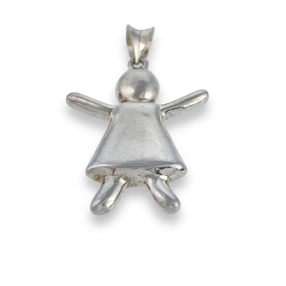 Vintage Sterling Silver 925 Girl Child Hug Arms Out Pendant - Picture 2 of 4